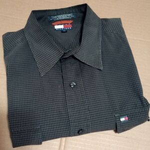 Tommy Hilfiger Rare To Find Short Sleeve Gray Men's Shirt Size Large